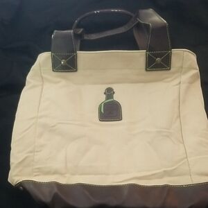 Beige Tote Bag with Brown Accents